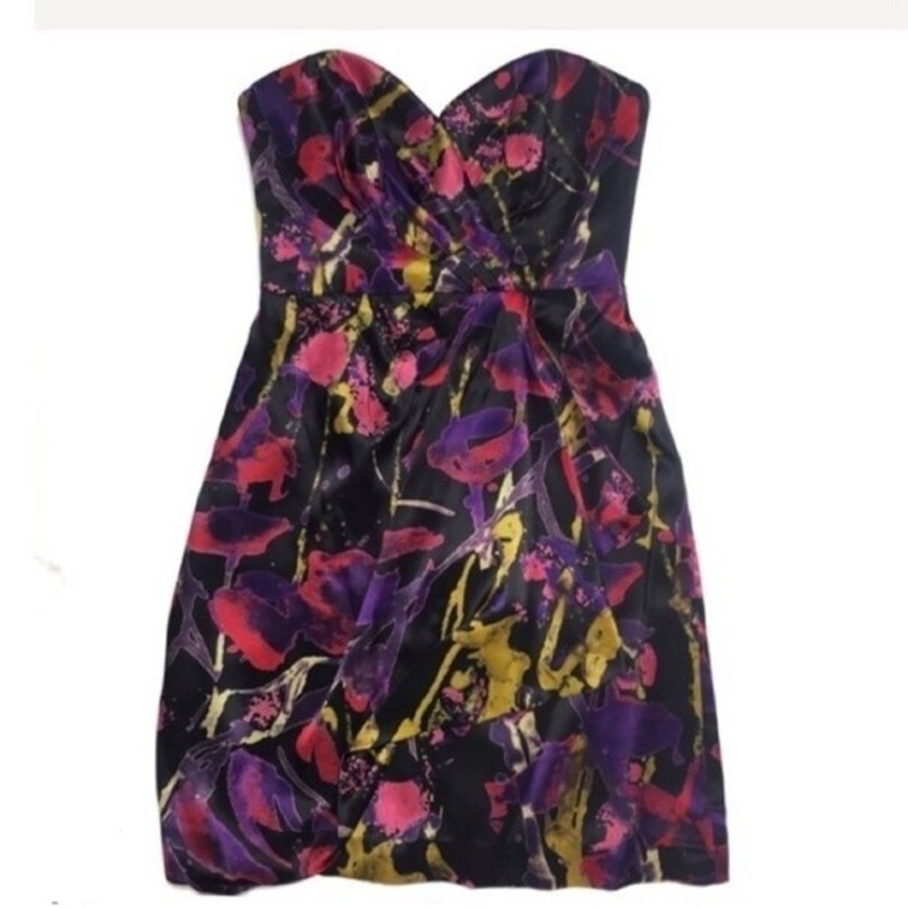 Milly of New York Strapless Silk Floral Dress 2